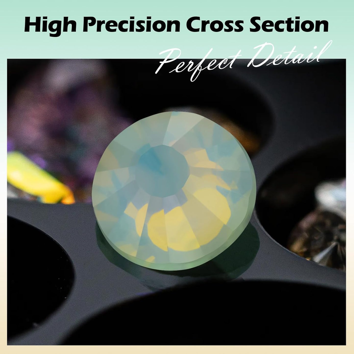 F Light Green Flatback Rhinestones, Glass Rhinestones for Nail Art and Craft, Glue Fix, Loose Crystal Gemstones(F Light Green, SS20, 1440pcs, 4.6-4.8mm)