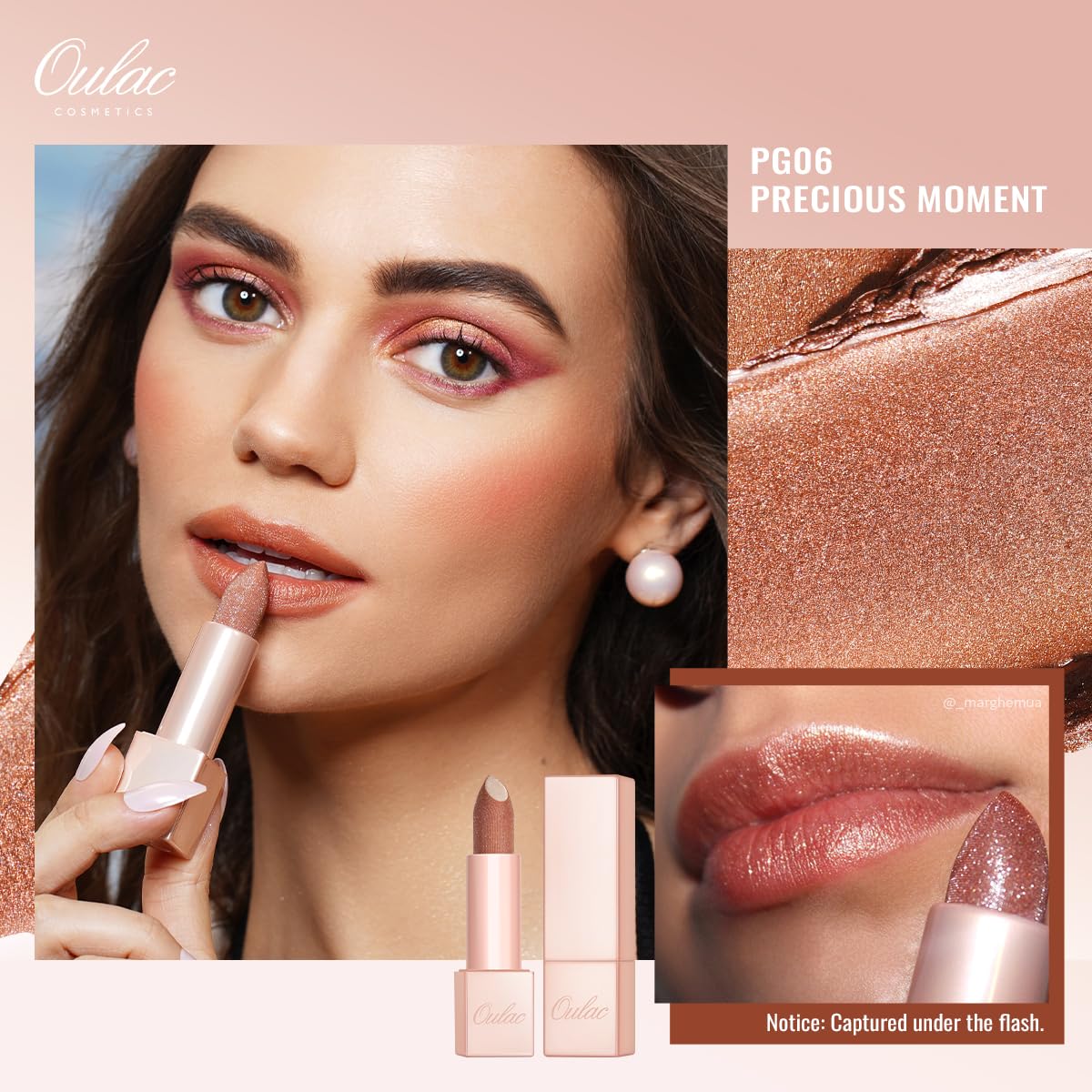 Oulac Nude Brown Lipstick for Women - Tinted Lip Balm Moisturizing, Creamy Texture, Lightweight Lip Makeup Vegan & Gluten Free, PG06 Precious Moment