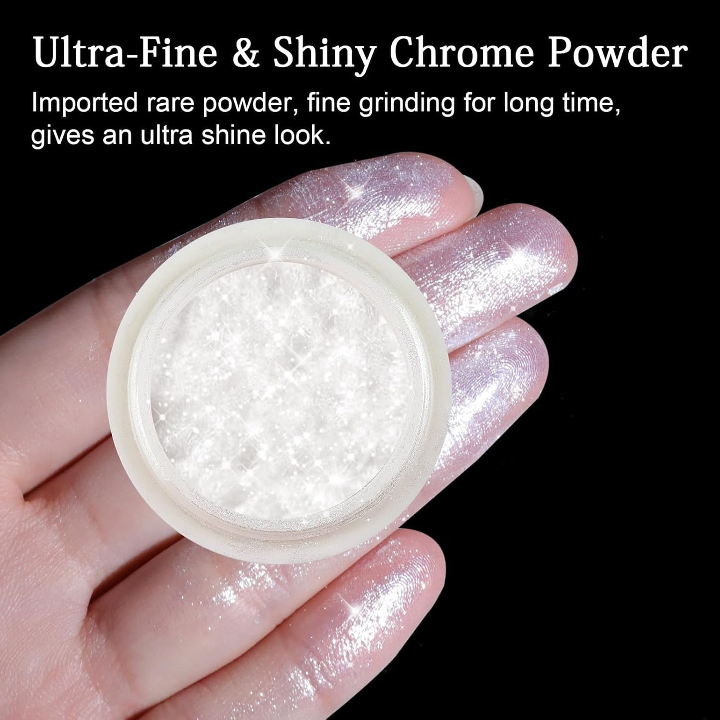 Pearl Chrome Nail Powder BISHENGYF -【0.8g Super Pearl Effect】Nail Chrome Iridescent Aurora Mermaid White Giltter Powder for Nails Art DIY