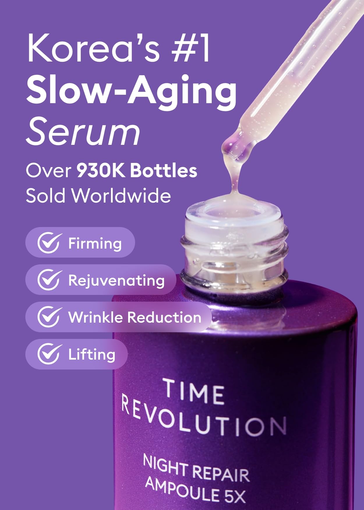 MISSHA Time Revolution Night Repair Face Serum 5X 1.69 oz, Korean Skin Care