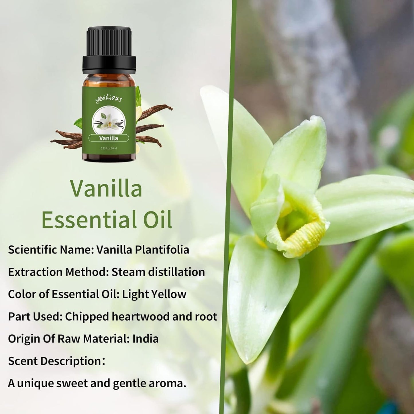 yethious Vanilla Essential Oil for Diffuser Organic Vanilla Lavender Essential Oil Set Lavender Oil 100% Pure Aromatherapy Oils - 2pcs X 10ml