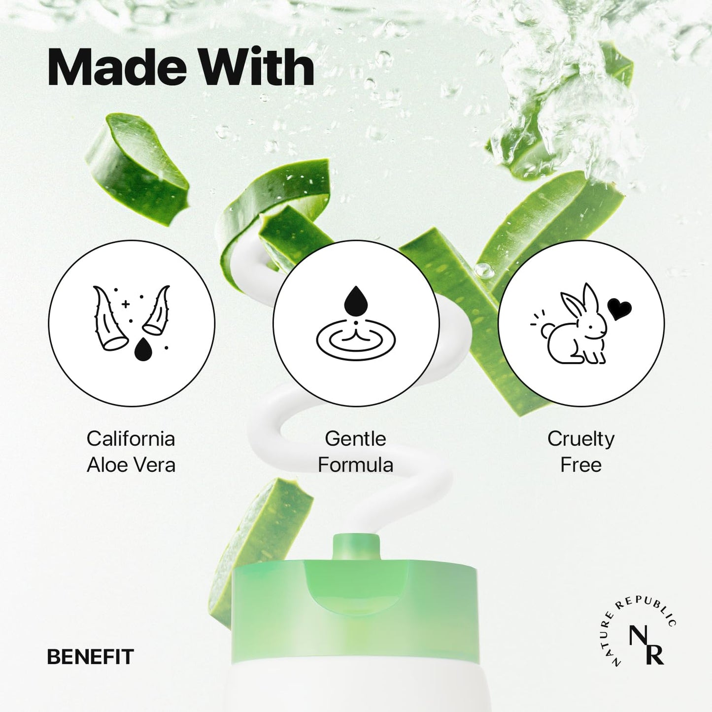 Nature Republic Mild & Moisture Aloe Vera Foam Cleanser | Hydrating Facial Cleanser, Gentle Makeup