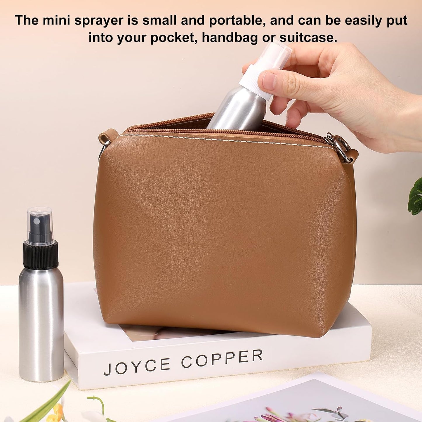 HARFINGTON 5pcs Aluminum Fine Mist Spray Bottles 250ml/8.5oz Metal Small Liquid Alcohol Refillable Travel Container with Black Plastic Nozzle Cap for Perfume Skincare Cosmetic Storage Bottle