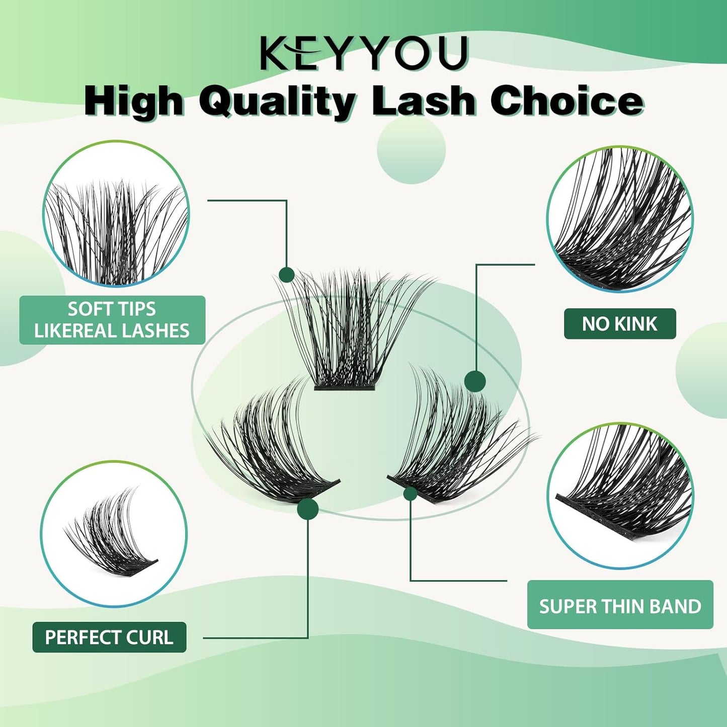 Lash Clusters,96 Pcs Cluster Lashes D Curl 12mm DIY Lash Extensions Eyelash Clusters,KEYYOU Volume Wispy Individual Lashes Soft&Comfortable Easy DIY at Home(Y04,D-12mm)