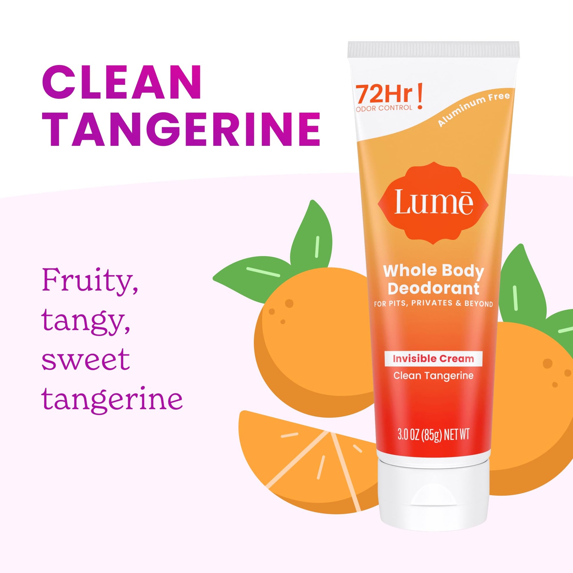 Lume Whole Body Deodorant - Cream Tube - 3 oz, 2 pk (Clean Tangerine)
