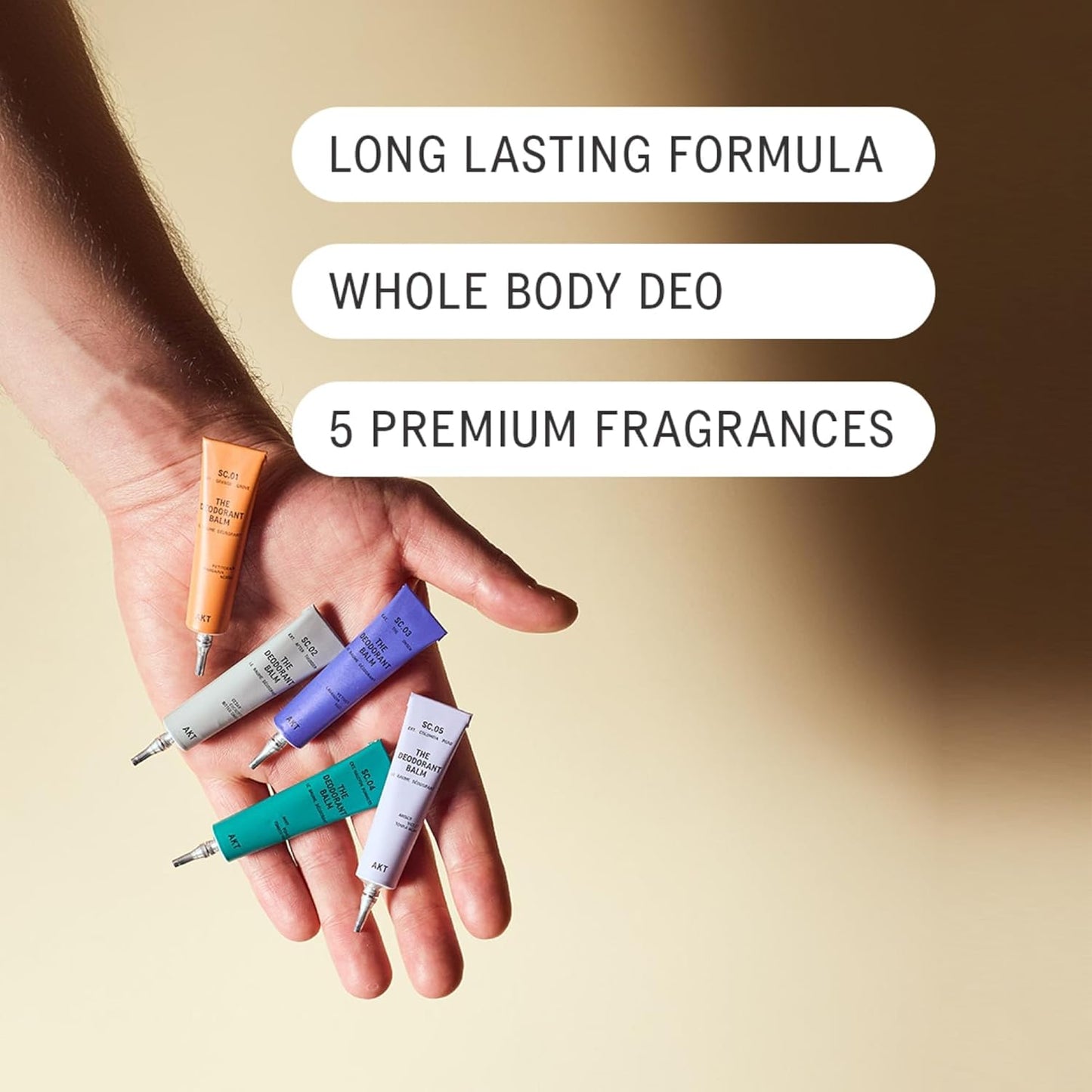 AKT Mini Deodorant Balms Discovery Set, Pack of 5 x 0.16 Fl Oz, Natural Deodorants for Men and Women, Award-Winning, Multi-use, Cream Deo Without Aluminum, Plastic Free, All Genders