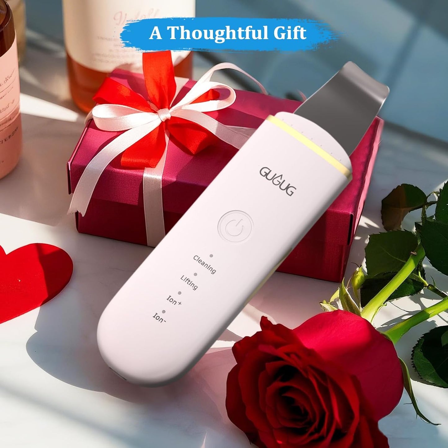 GUGUG Skin Scrubber Face Spatula Skin Spatula Pore Cleaner Blackhead Remover Tools for Facial Deep Cleansing-4 Modes -White