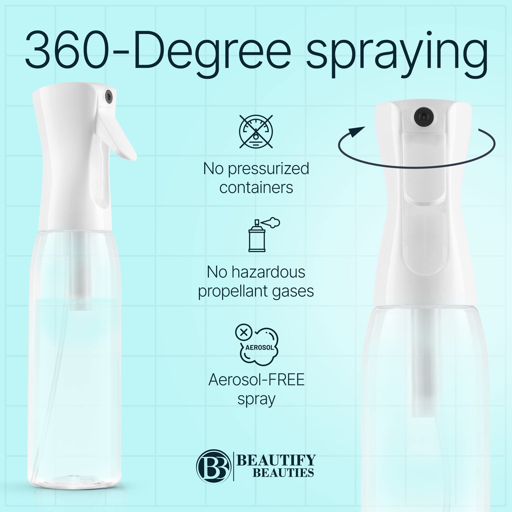 BeautifyBeauties Hair Spray Bottle – Ultra Fine Continuous Water Mister for Hairstyling, Cleaning