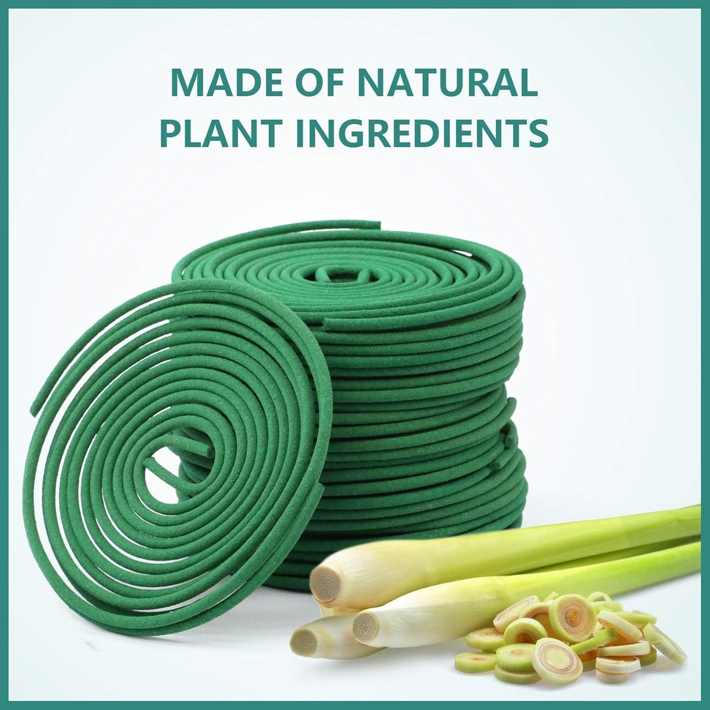 DERDUFT Incense Coils, Citronella Incense Coil for Summer, Citronella Fragrance Spiral for Outdoor & Indoor, Set of 48 Lemongrass with Holder for Outside Activities