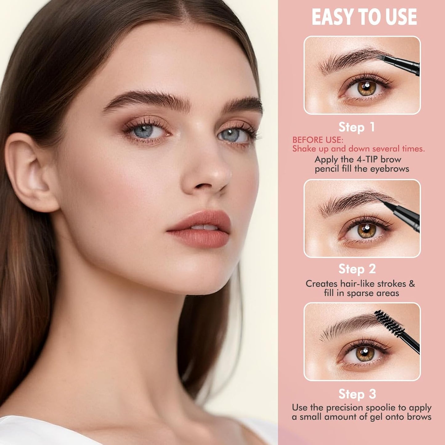 Eyebrow Pen Kit, with Microblading Eyebrow Pen, Eyebrow Gel, Eyeliner, Eyebrow Brush, Eyebrow Pencils for Women, Waterproof, Smudge Proof, Long Lasting Makeup Formula - Dark Coffee