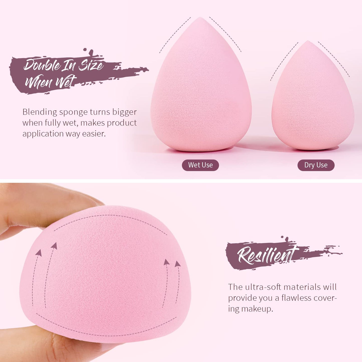 BEAKEY Makeup Sponge 5 Pack, Latex-Free Makeup Sponges for Foundation