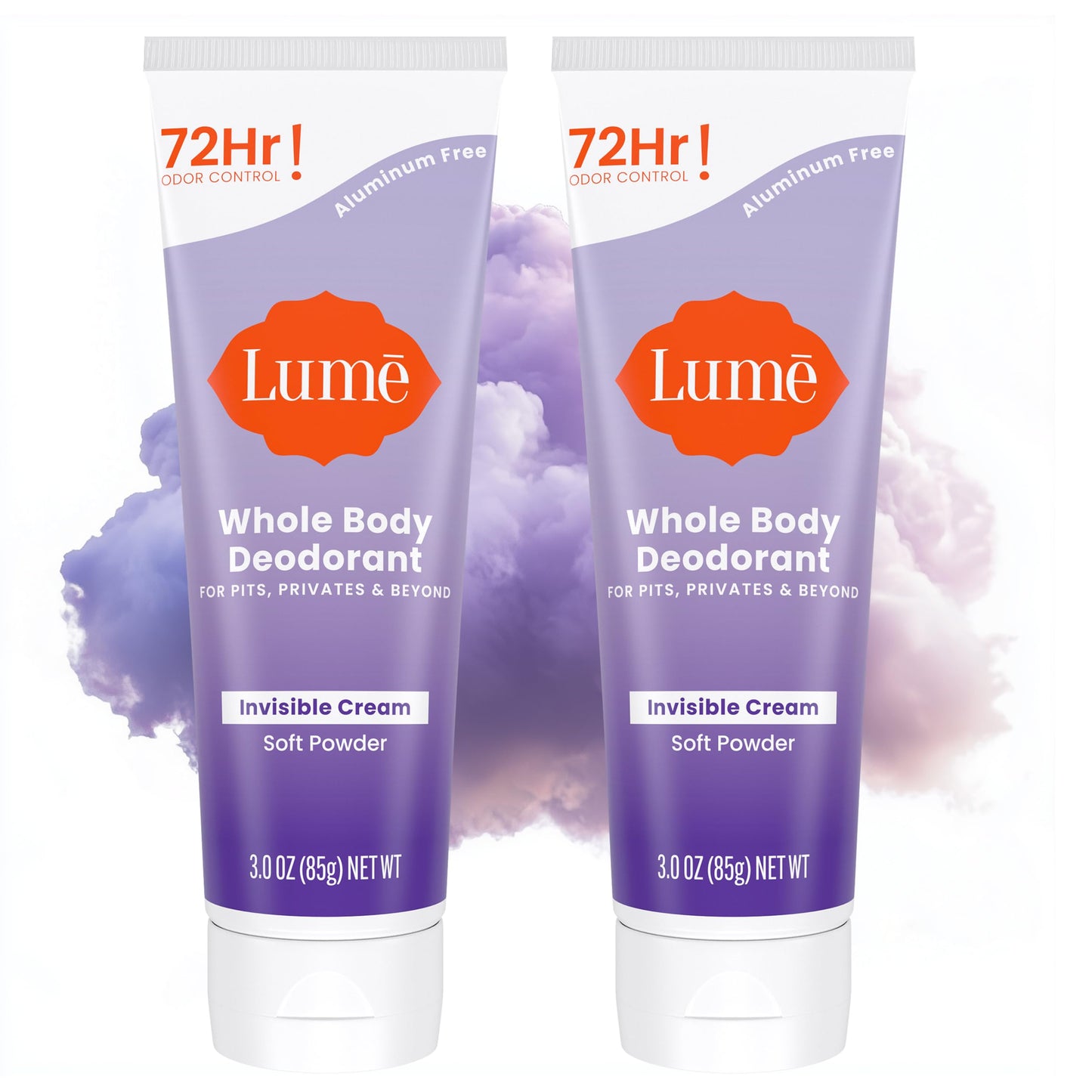 Lume Whole Body Deodorant - Cream Tube - 3 oz, 2 pk (Soft Powder)