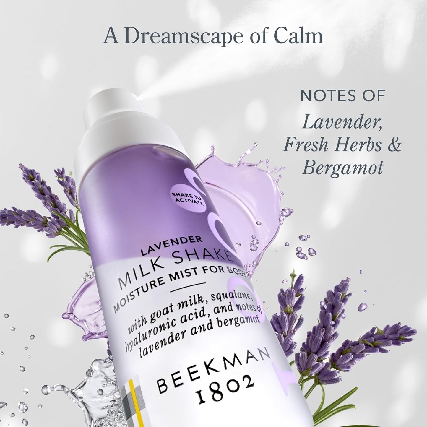 Beekman 1802 Milk Shake Body Mist - Lavender 4.7 fl oz - Hyaluronic Acid, Jojoba Oil, Instantly Moisturizes, Hydrates & Softens, Good for Sensitive Skin, Cruelty Free