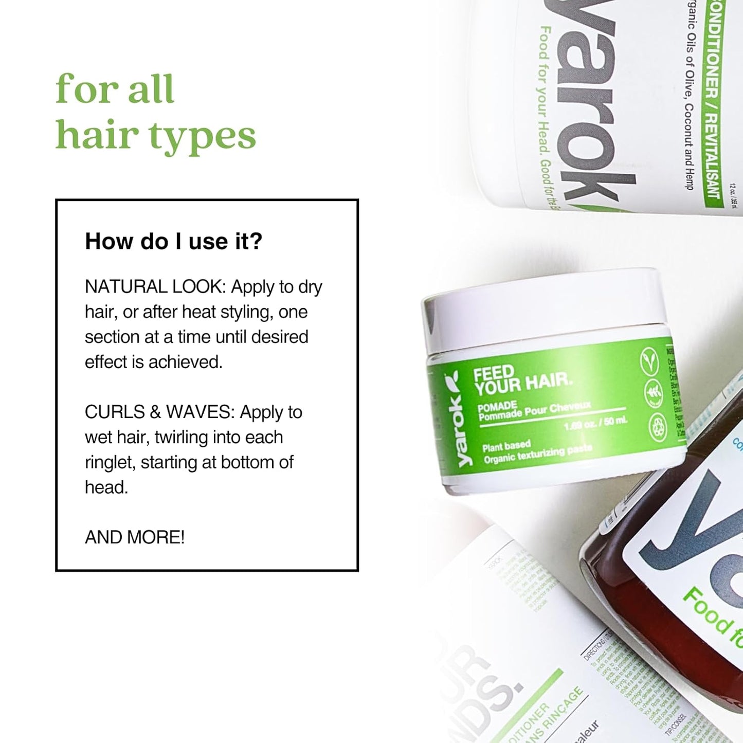 Yarok - Feed Your Hair Styling Pomade - Style, Volumize & Texturize - Firm Hold Whipped Pomade - Moisturizing Frizz-Control - Adds Shine - 100% Vegan - Gluten, Sulfate, Paraben & Cruelty Free - 1.69oz