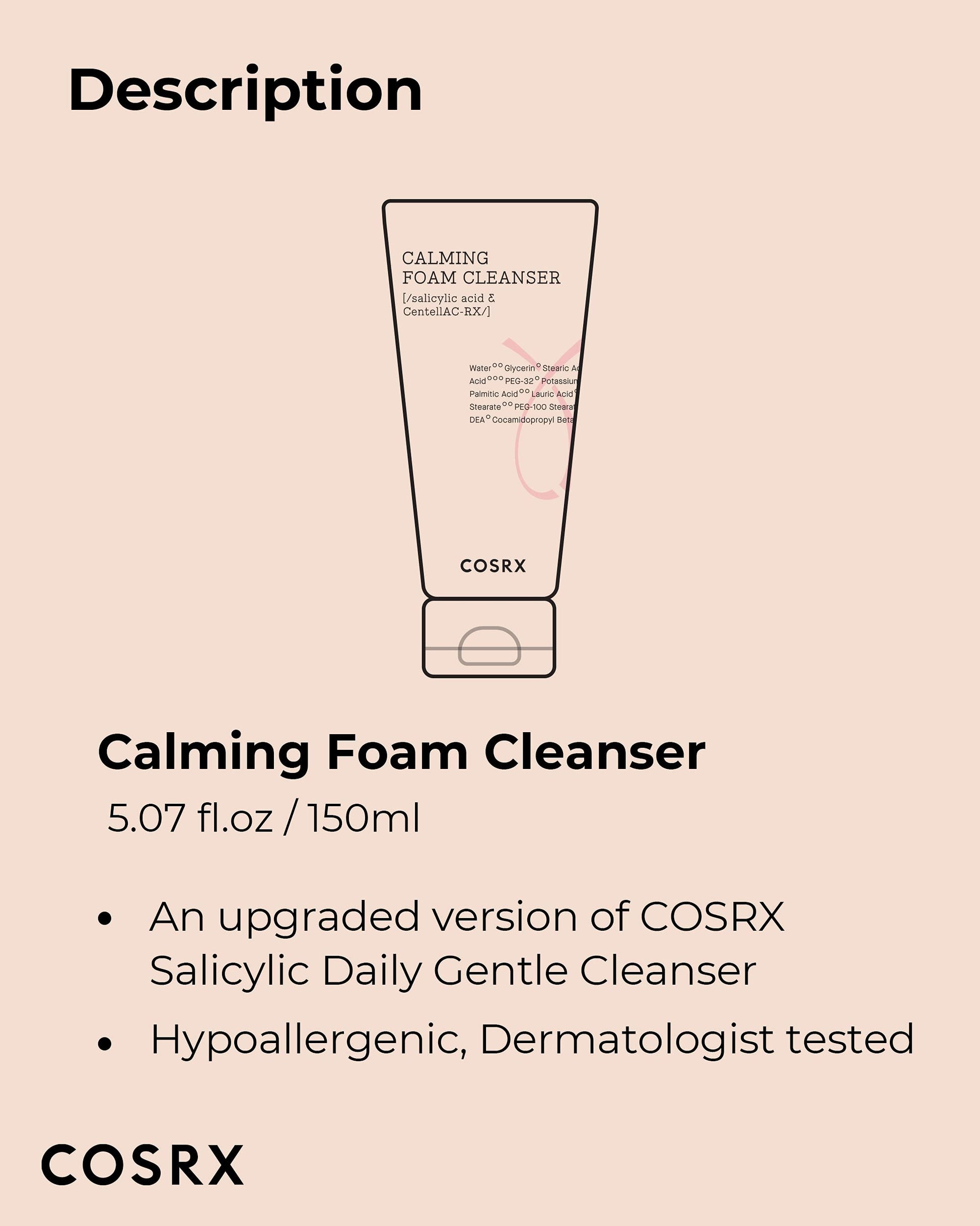 COSRX Acne Calming Foam Cleanser with Salicylic Acid, 5.07 fl.oz