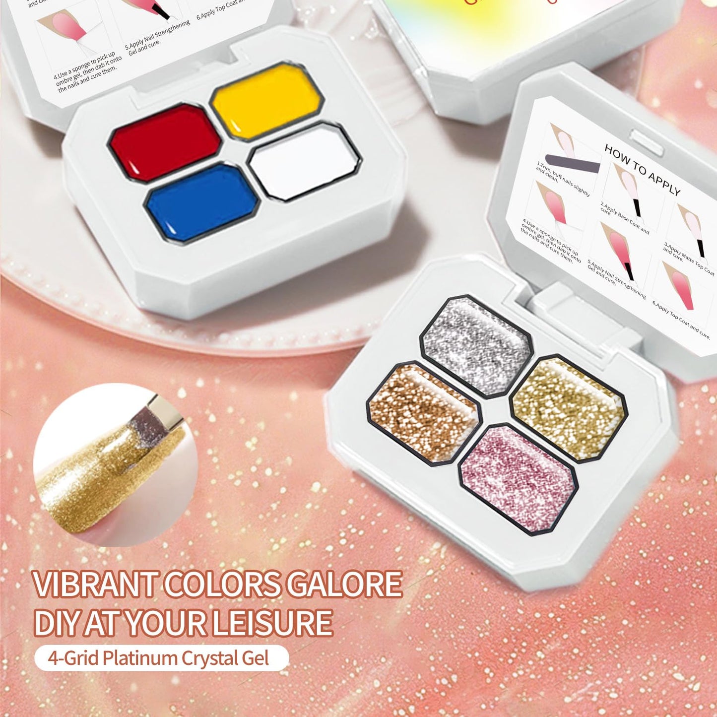 Finger Secret 4 Colors Set Ombre Pat Gel Nail Polish,Sponge Patting Gradient Painting Gel for Nail Art DIY can be Painted,Flower Painted in Salon or Home Use