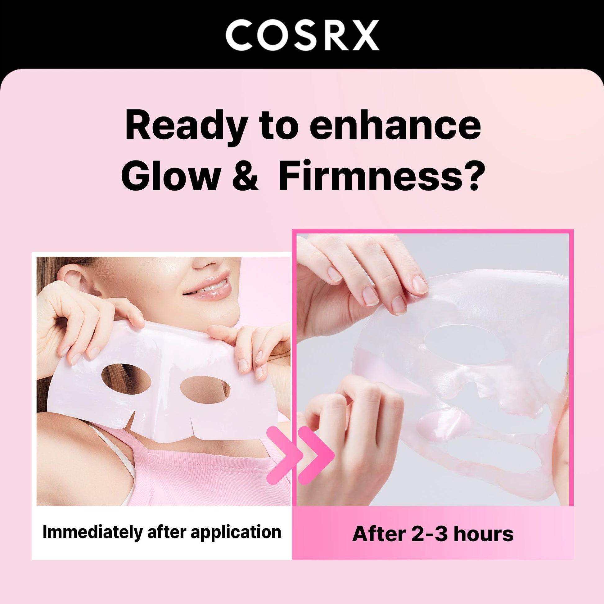 COSRX Pink Peptides Collagen Lifting Glow Hydrogel Face Masks 3 EA