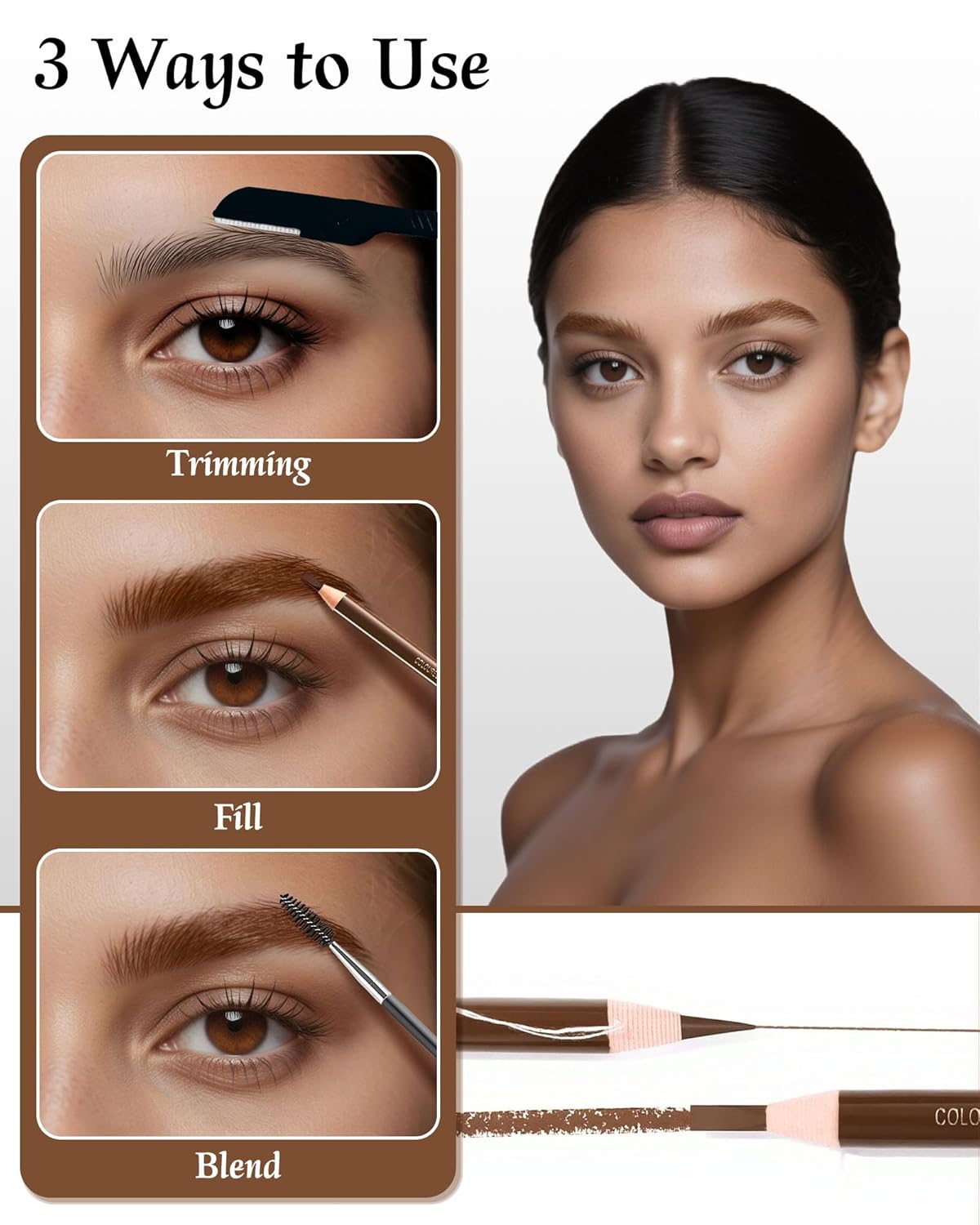 12 Piece Light Brown Waterproof Eyebrow Pencils for Women w/Microblading Eyebrow Pencil & Brow Trimming Supplies Kit Permanent Eye Brow Liners For Salon-Quality Shaping & Filling Of Marks