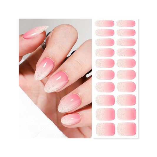 Semi Cured Gel Nail Strips | Built-In Gel Top Coat | UV Light Required | Salon Quality, Easy