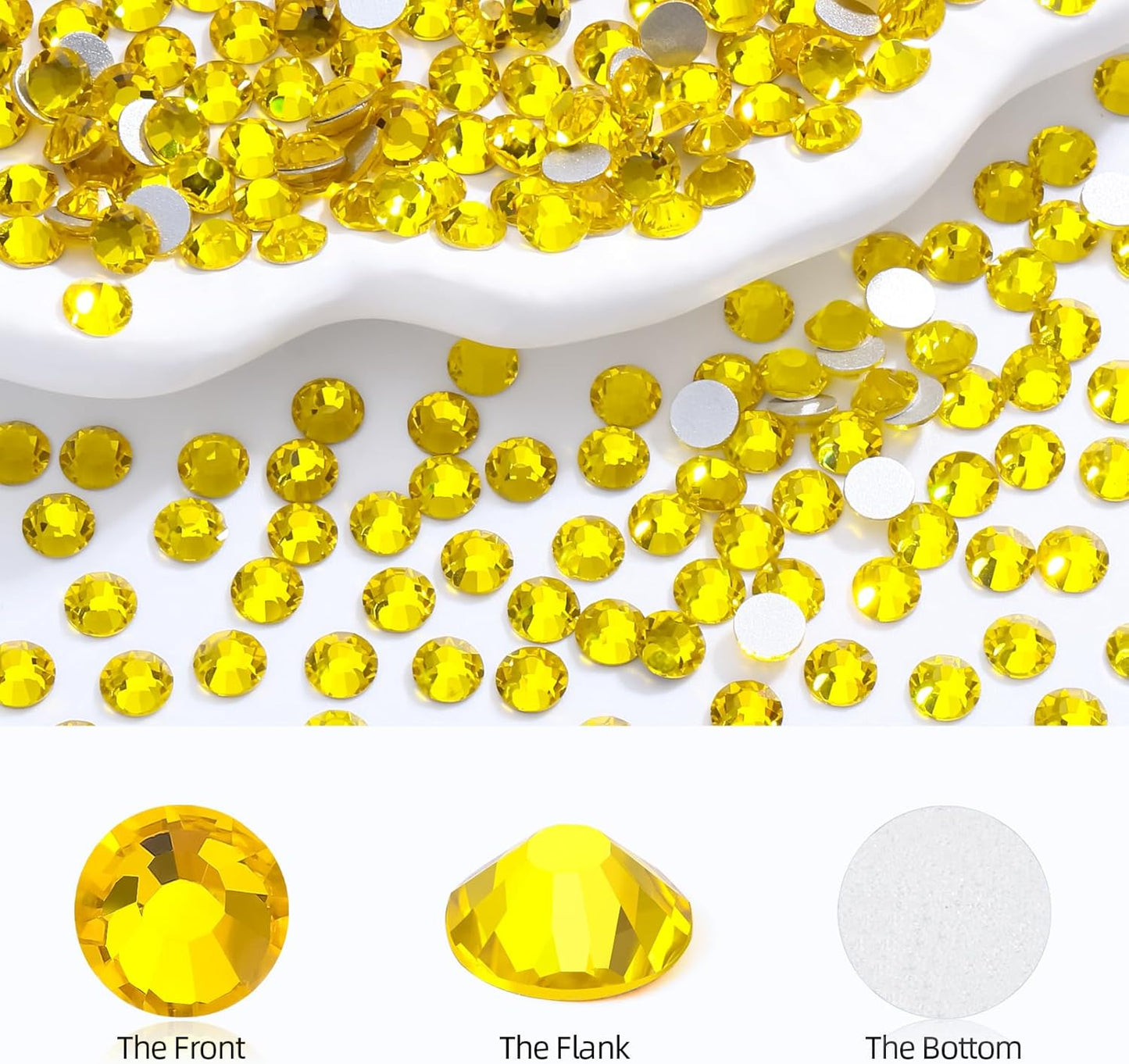 Citrine Flatback Rhinestones, Glass Rhinestones for Nail Art and Craft, Glue Fix, Loose Crystal Gemstones(Yellow, SS20, 1440pcs, 4.6-4.8mm)