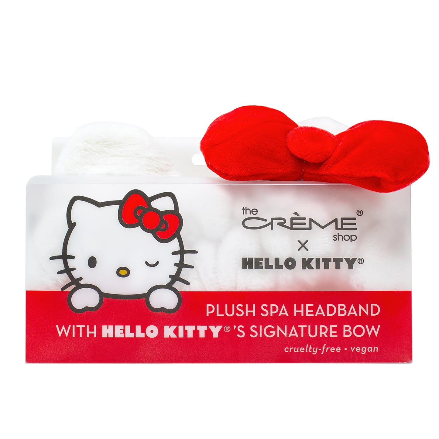 The Crème Shop Hello Kitty x Plush Spa Headband with Hello Kitty's Signature Bow, Face Wash Hair