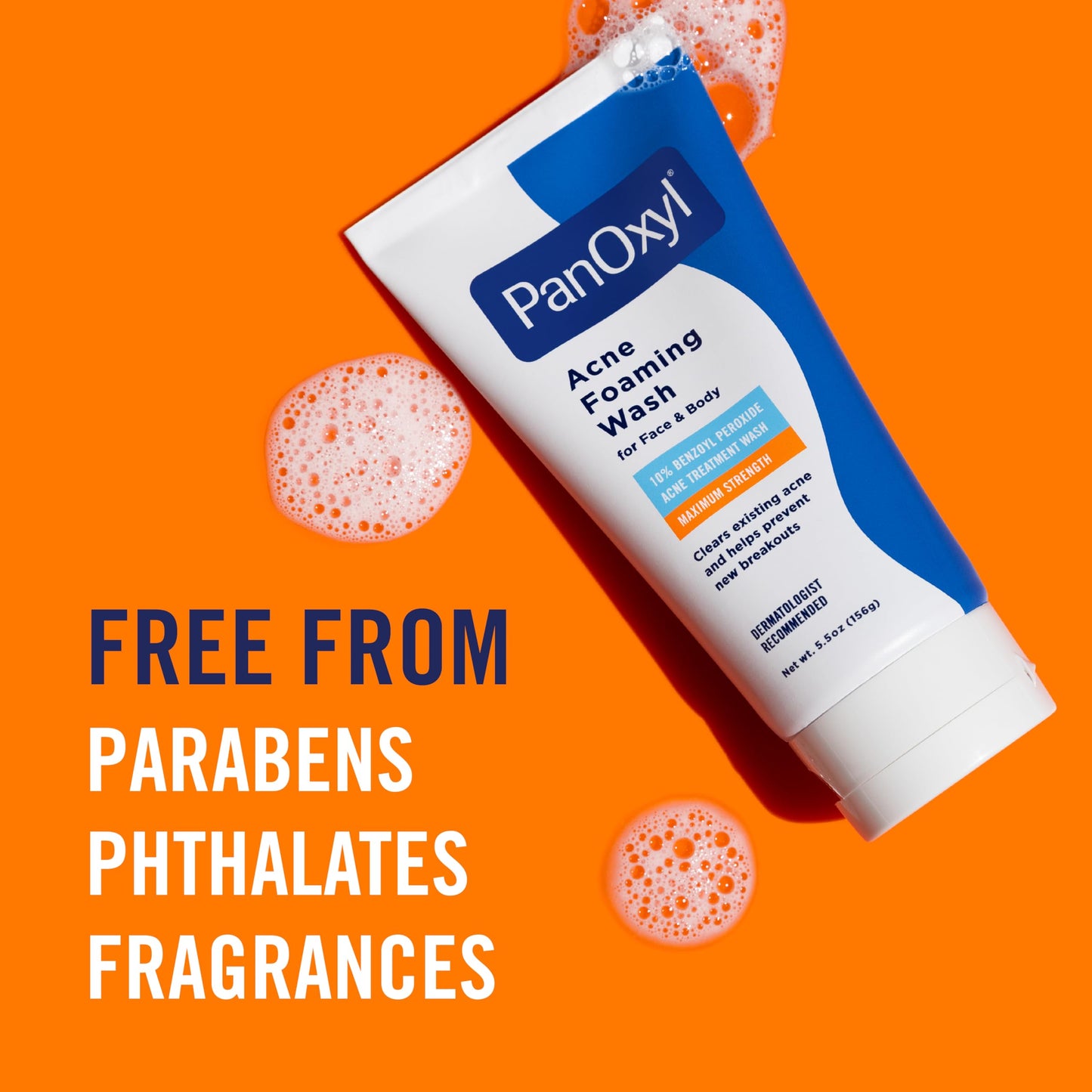 PanOxyl 10% Benzoyl Peroxide Acne Foaming Wash, Maximum Strength, Daily Acne-Fighting Face and Body
