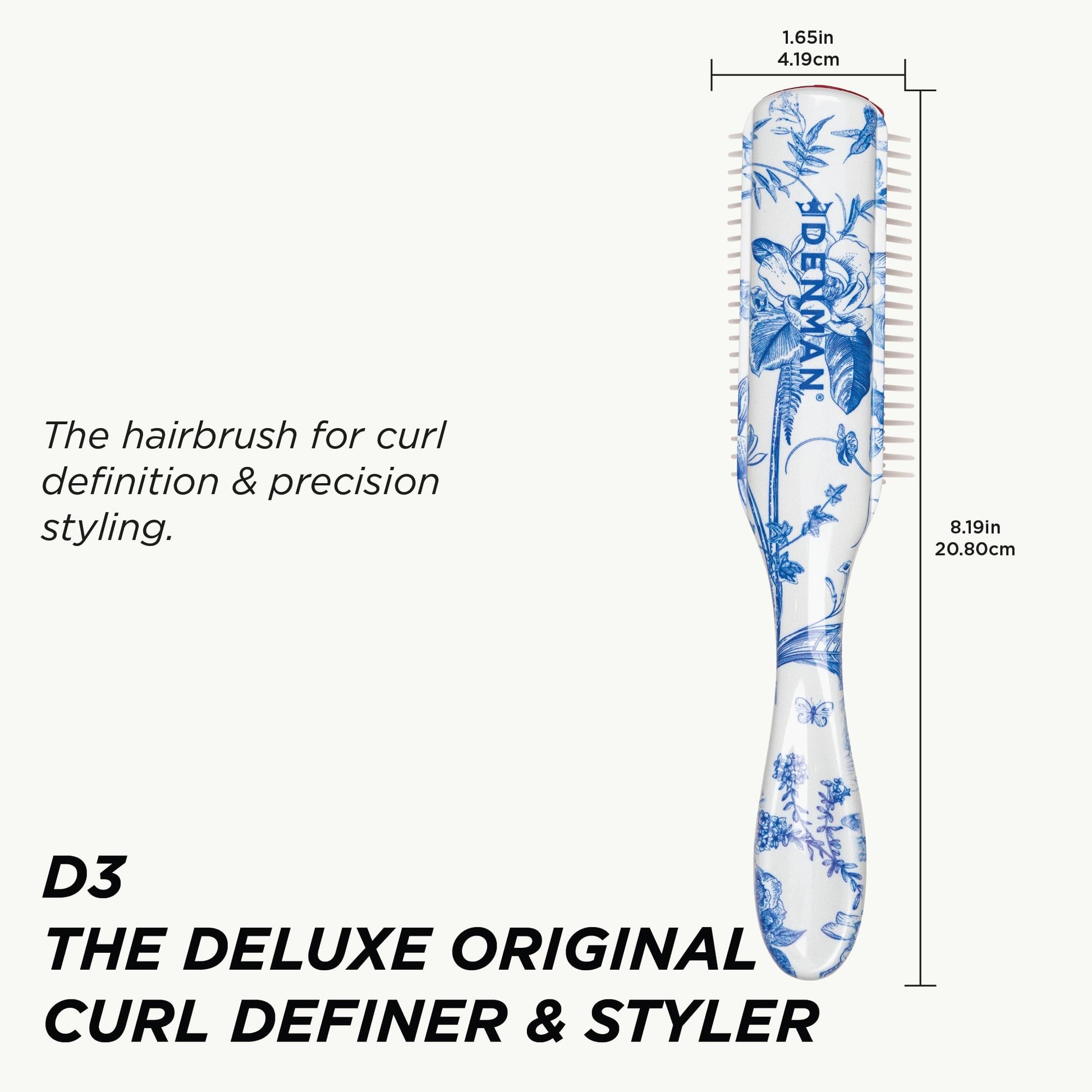 Denman D3 Original Curl Definer & Styler – 7‑Row Detangling Brush for Smooth, Defined Curls