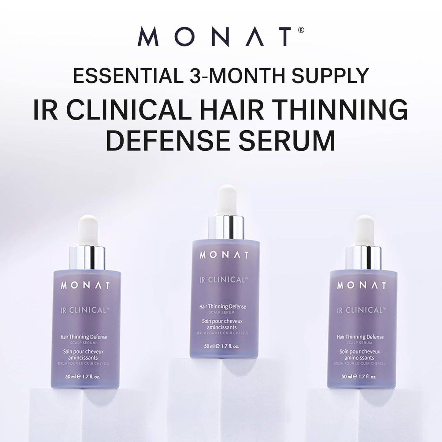 MONAT IR Clinical™ Hair Thinning Defense Serum – 3-Month Supply – Nourishes Scalp, Reduces Breakage, Boosts Hair Density, and Supports Thicker, Fuller-Looking Hair with Lightweight, Non-Greasy Formula