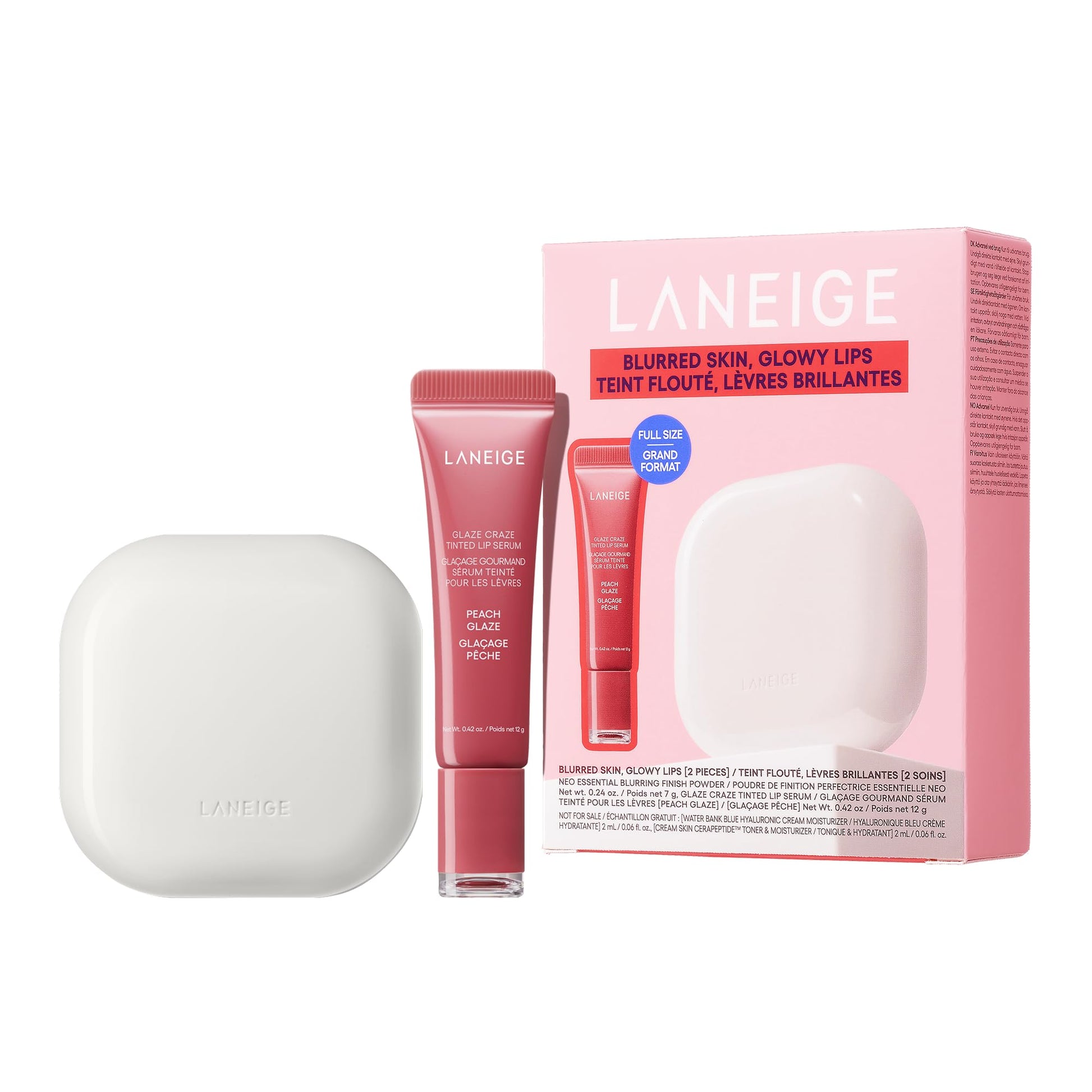 LANEIGE Blurred Skin & Glowy Lips Set | Laneige Neo Blurring Powder & Glaze Craze Tinted Lip Serum