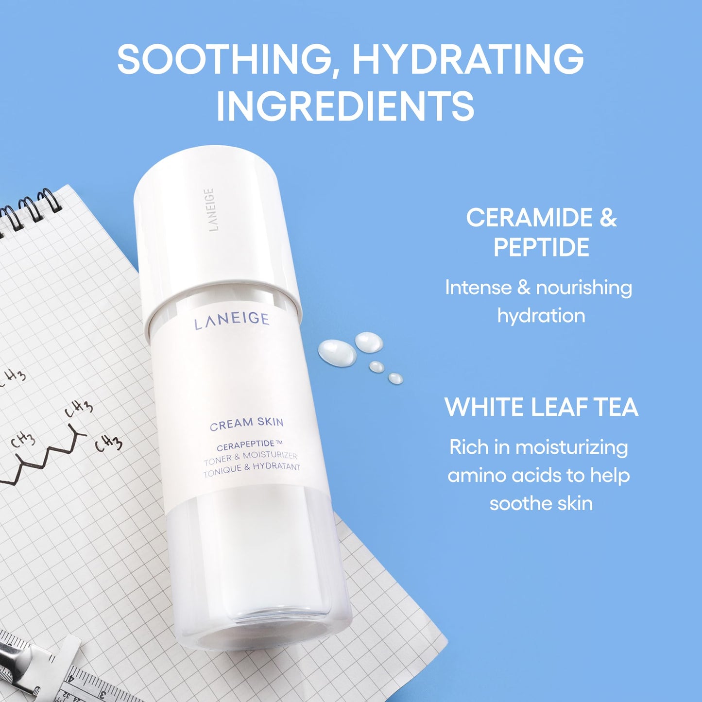 LANEIGE Cream Skin Face Hydrating Milky Toner: Lightweight Refillable Korean Toner & Moisturizer
