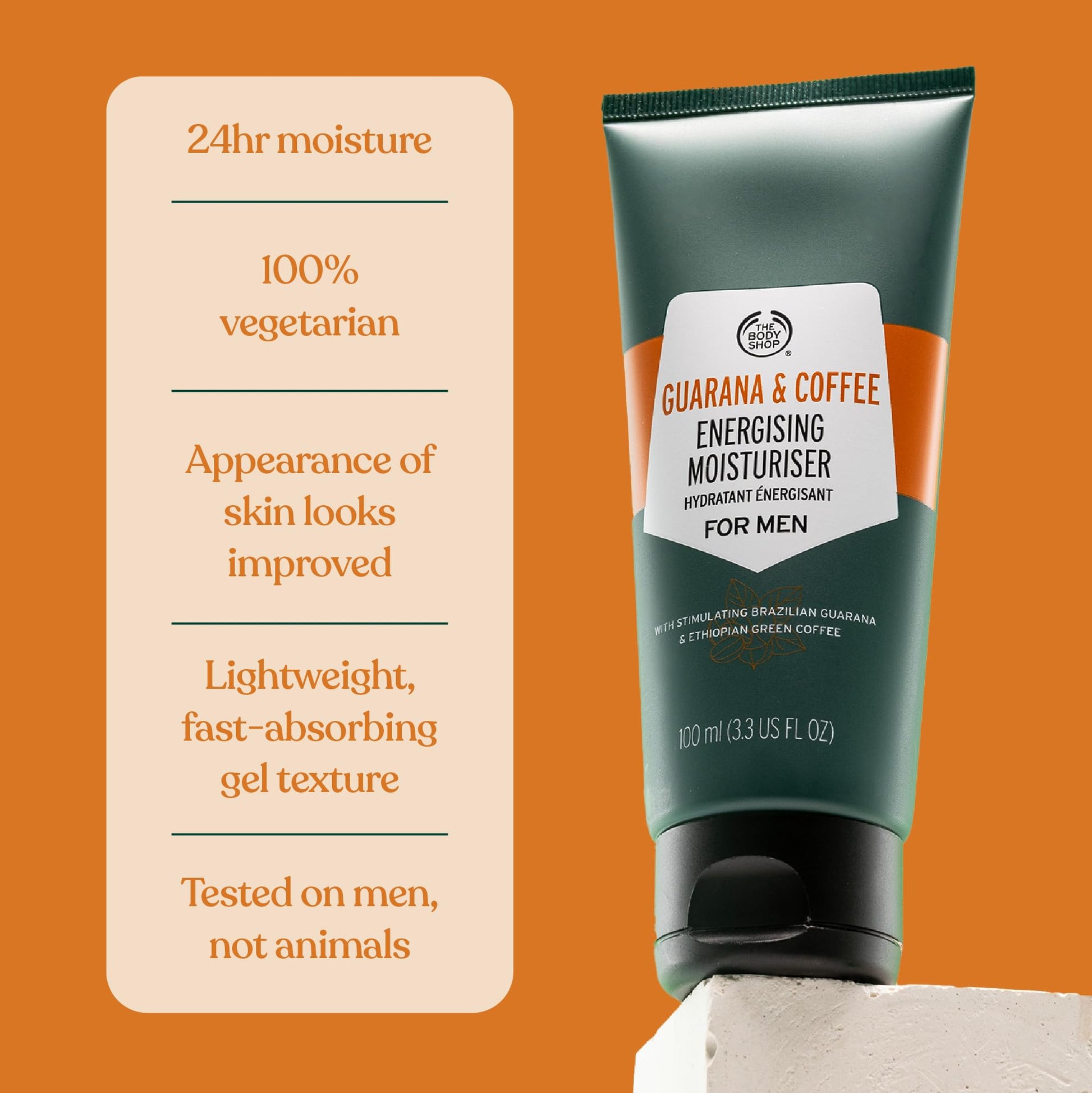 The Body Shop Guarana and Coffee Energizing Moisturizer For Men, 3.3 Fl Oz