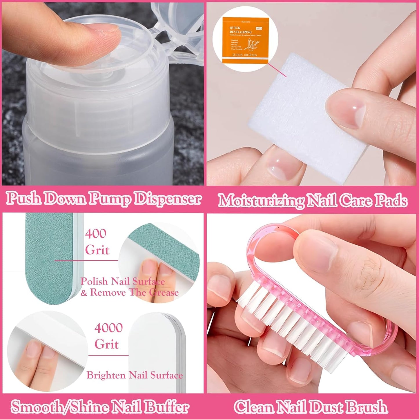 Gel Nail Polish Remover Tools Kit with 10PCS Nail Clips,100ML Nail Polish Remover Bottle,Nail File, Buffer Block,Cuticle Pusher/Peeler,Lint Free Wipes,Nail Brush,Nail Care Cuticle Pads