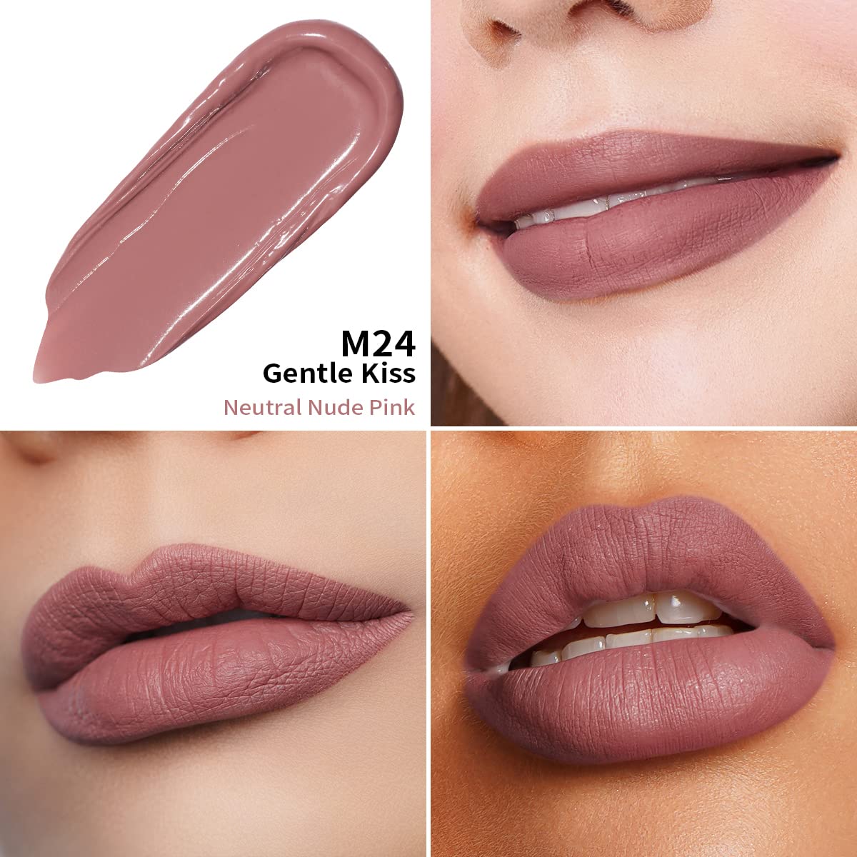 Oulac Matte Liquid Pink Lipstick for Women, Pink Nude Long Lasting Lipstick, Waterproof Lip Stain, No Transfer, Creamy High Pigmented Formula with Vitamin E, Vegan & Cruelty-Free M24