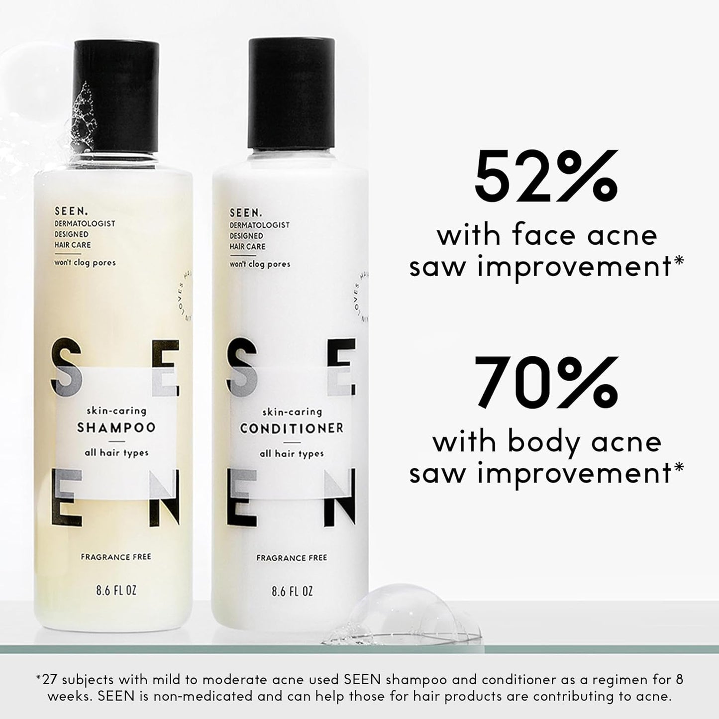 SEEN Travel Trio, Fragrance Free - Non-Comedogenic & Sulfate-Free Blow-Out Hair Cream, Shampoo & Conditioner Set- Reduces Frizz- Heat Protectant- Safe for Sensitive & Eczema Prone Skin