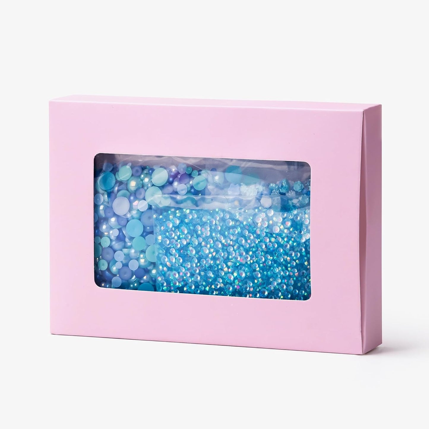 160g Cyan Blue Flat Back Pearls Rhinestones for Crafts Mixed Size 3mm-10mm AB Color Round Half Pearls Flatback Pearl Beads and Resin Rhinestones Set for Face Art