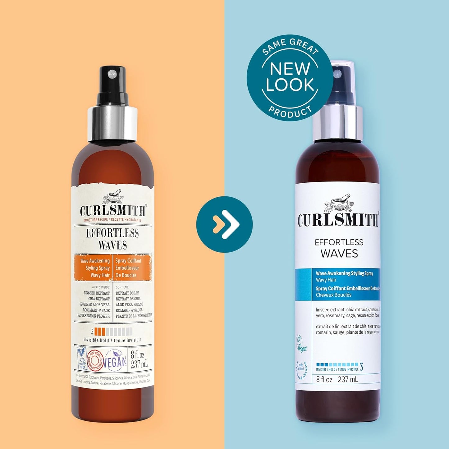 CURLSMITH - Effortless Waves Styling Spray, Lightweight and Moisturising, Reduce Frizz, Natural Look, For Wavy and Curly Hair, Vegan (59ml/2 fl oz) Trial or Travel Size