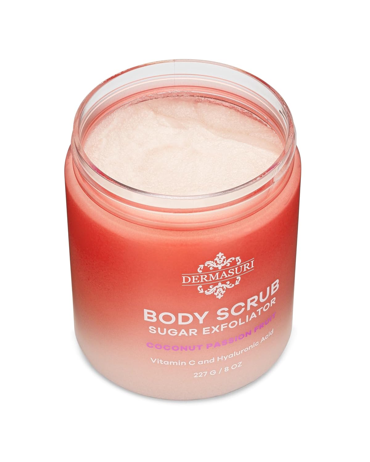 Dermasuri Exfoliating Sugar Scrub - Body Scrubber for Men & Women - Exfoliates & Removes Dead & Dry Skin for a Soft & Radiant Glow - Deep Hydration & Moisture - Coconut Passion Fruit