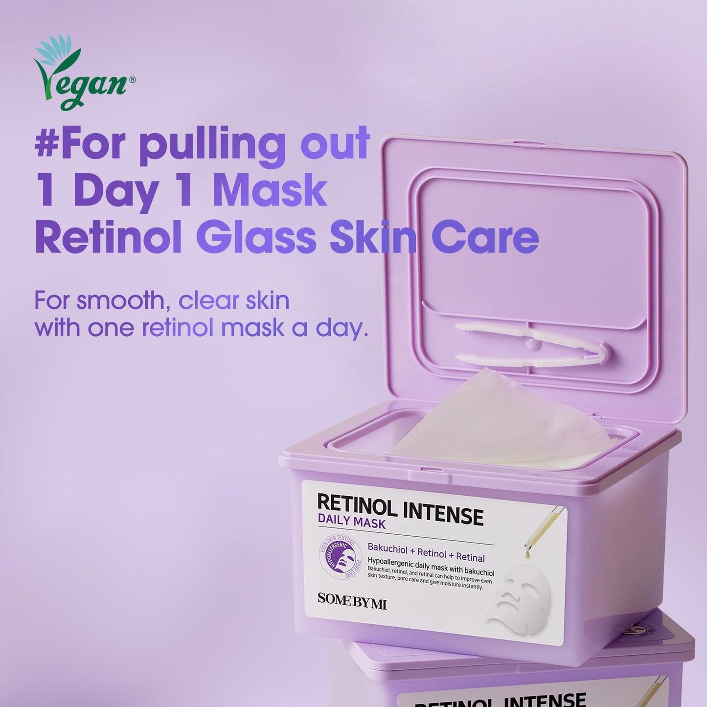 SOME BY MI Retinol Intense Daily Mask - 30 Sheets, 11.8Oz - Mild Korean Retinol Vegan Face Sheet