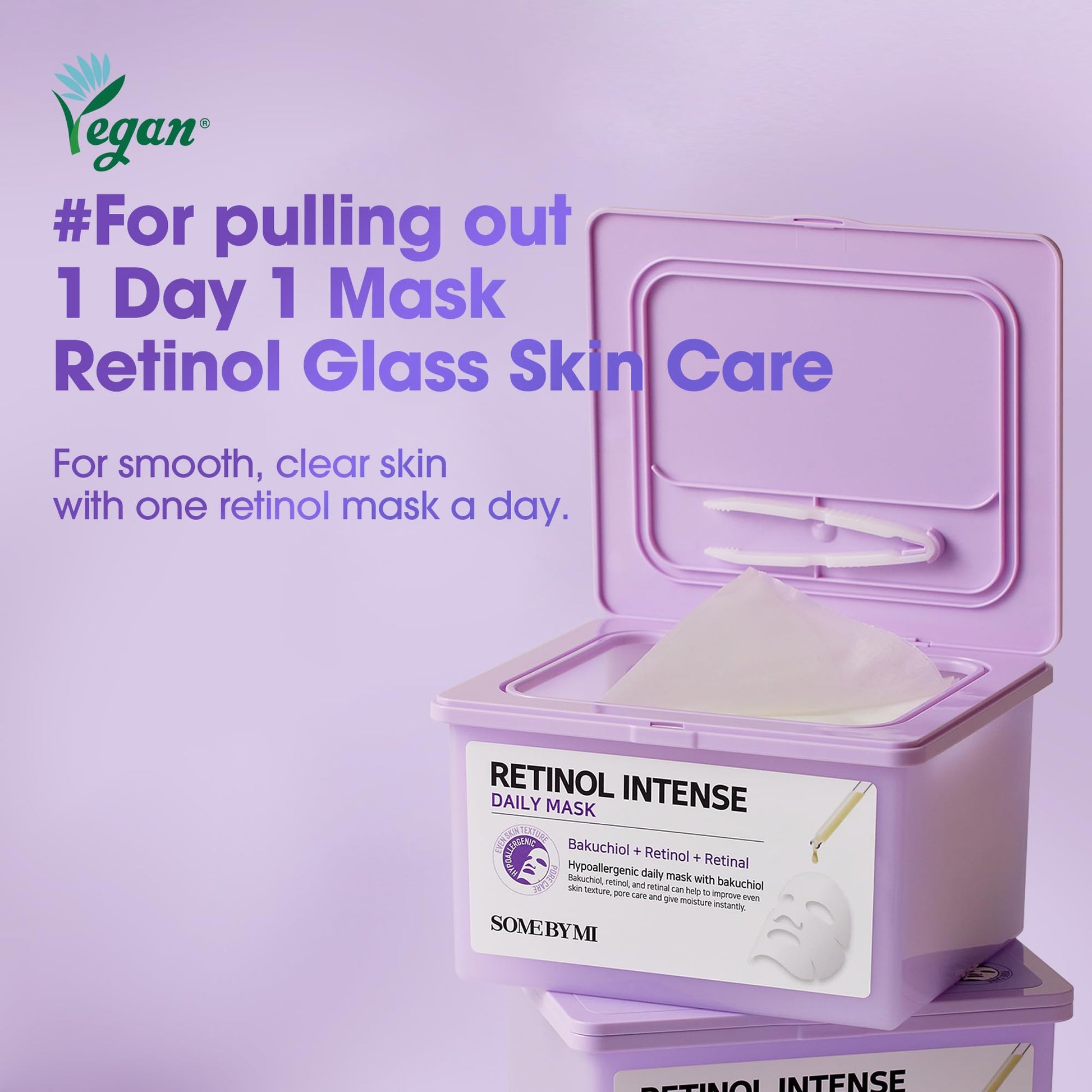 SOME BY MI Retinol Intense Daily Mask - 30 Sheets, 11.8Oz - Mild Korean Retinol Vegan Face Sheet