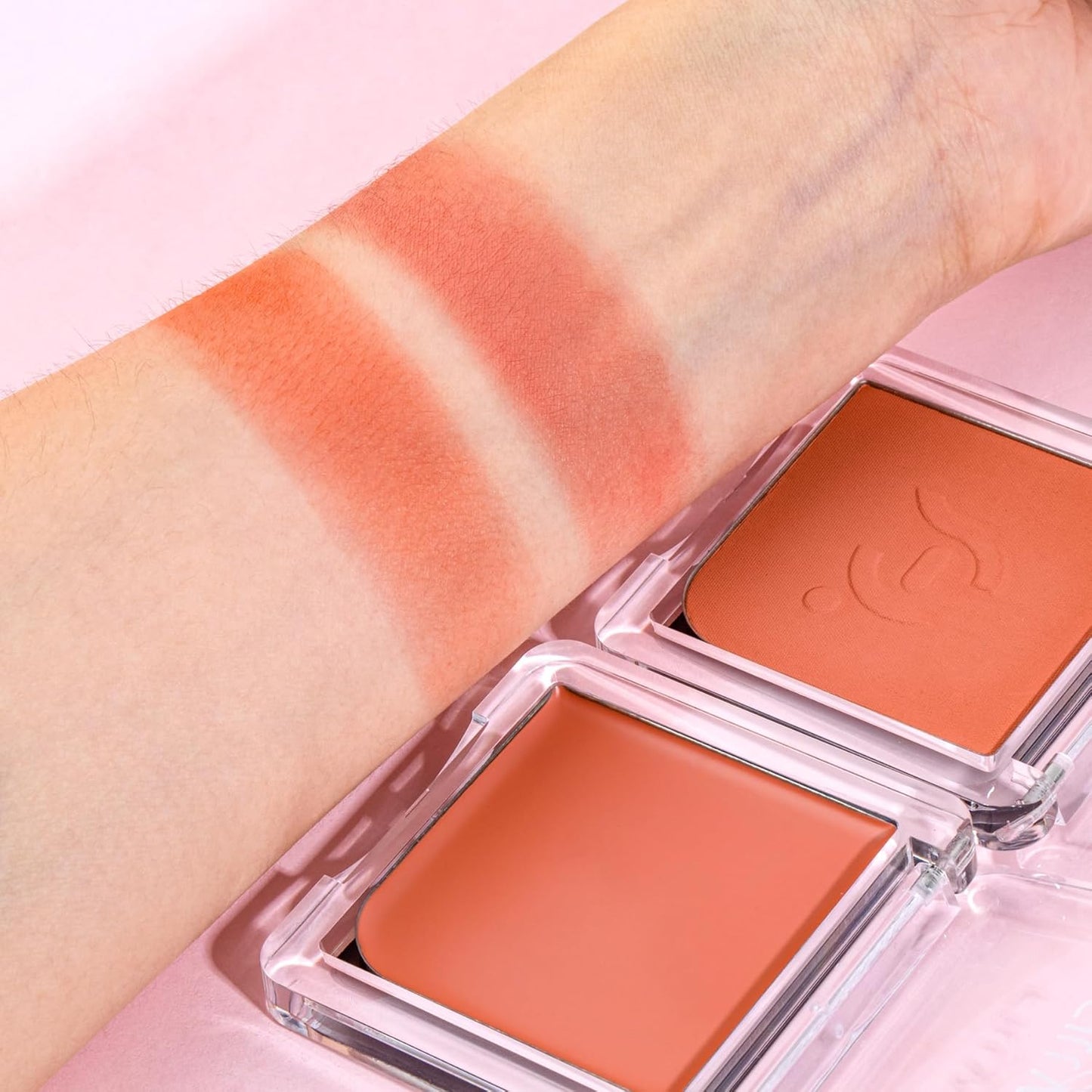 Blush Palette Duo – Cream & Powder Blush Set in Orange Brown, Long-Wearing & Moisturizing, Easy to Blend, Radiant Coverage for Cheeks, Eyes & Lips, Magnetic Palette Compatible (2Pack,Pumpkin Spice)