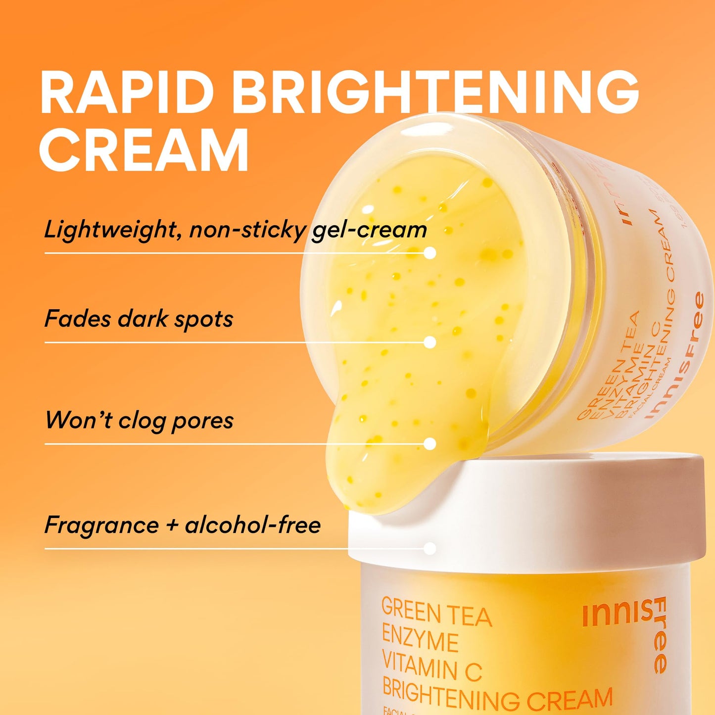 innisfree Green Tea Enzyme Vitamin C Brightening Cream Refill | Korean Face Moisturizer with