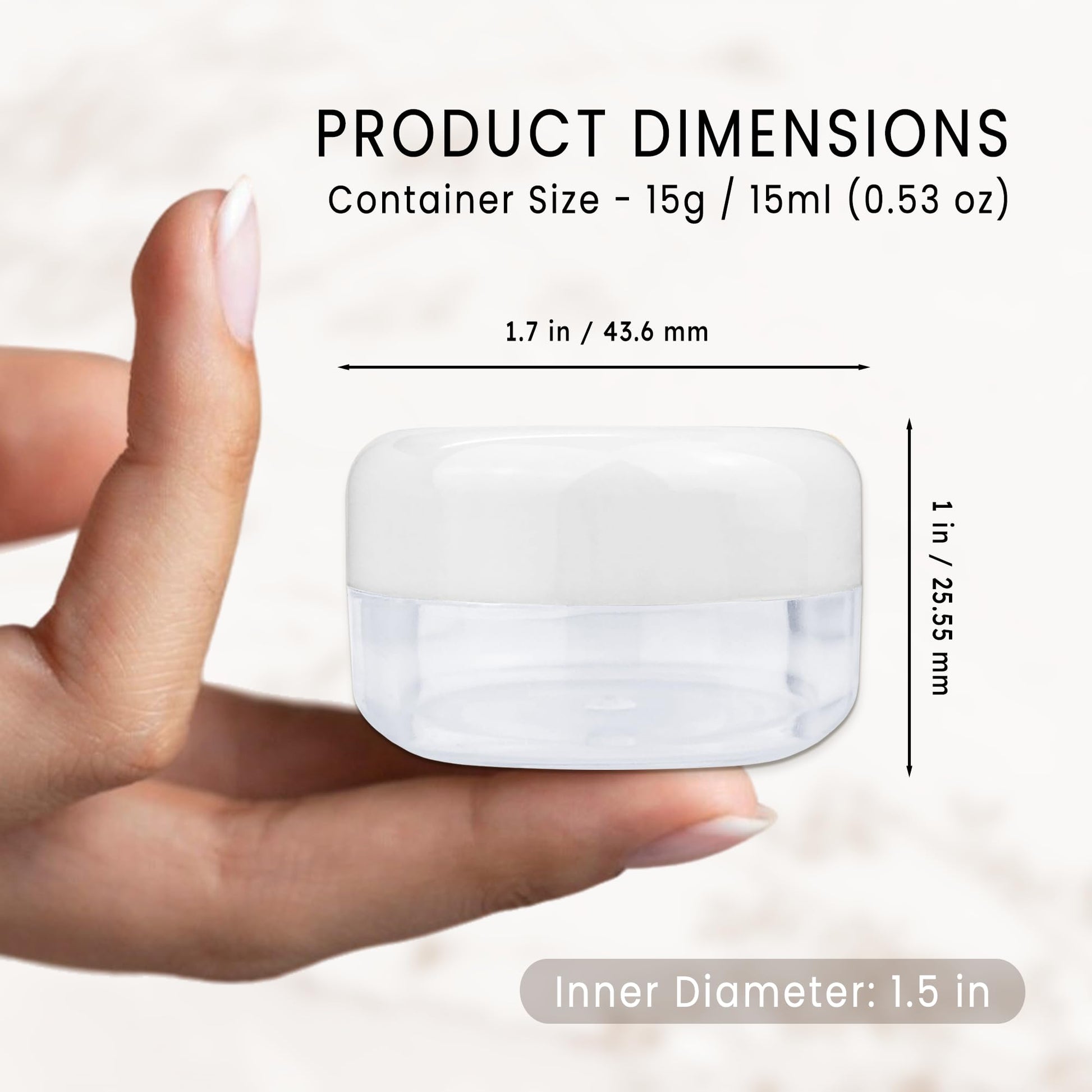 (Quantity: 12 Pieces) Beauticom 15G/15ML (0.5oz) Clear Round Jar with White Lids for Cosmetics