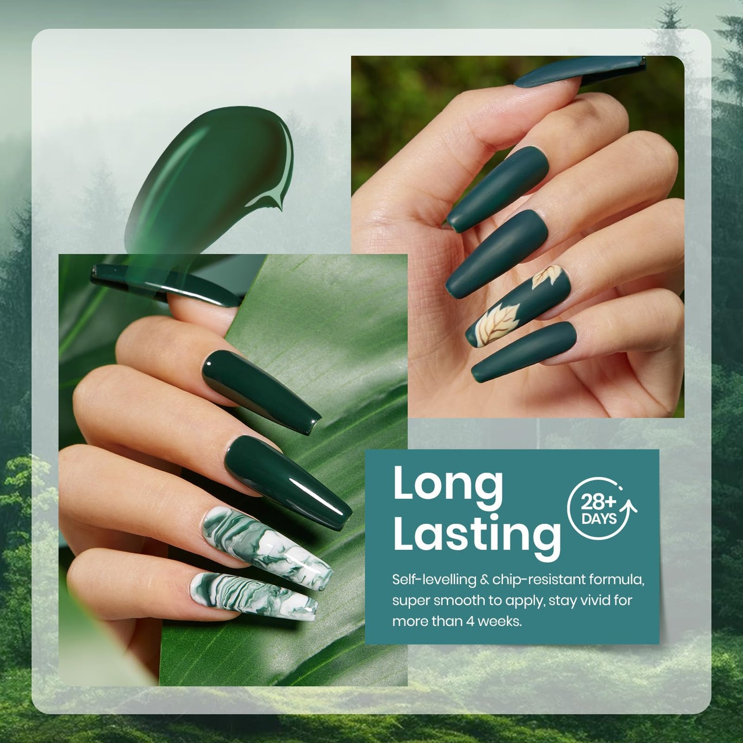 Beetles Green Gel Polish Set, 6 Colors Misty Forest Collection