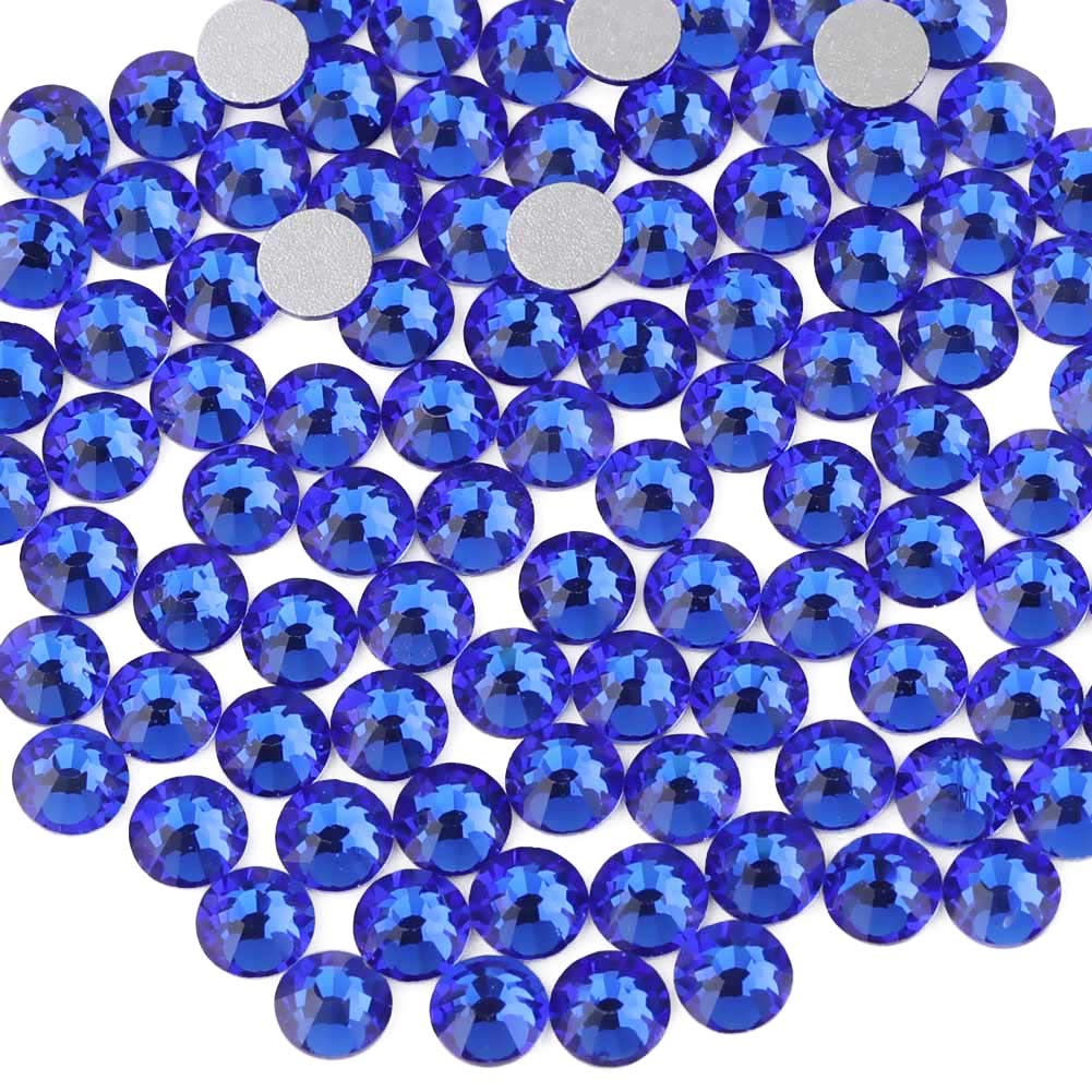 Beadsland 2880pcs Flat Back Crystal Rhinestones Round Gems for Nail Art and Craft Glue Fix,Sapphire,SS4,1.5-1.7mm