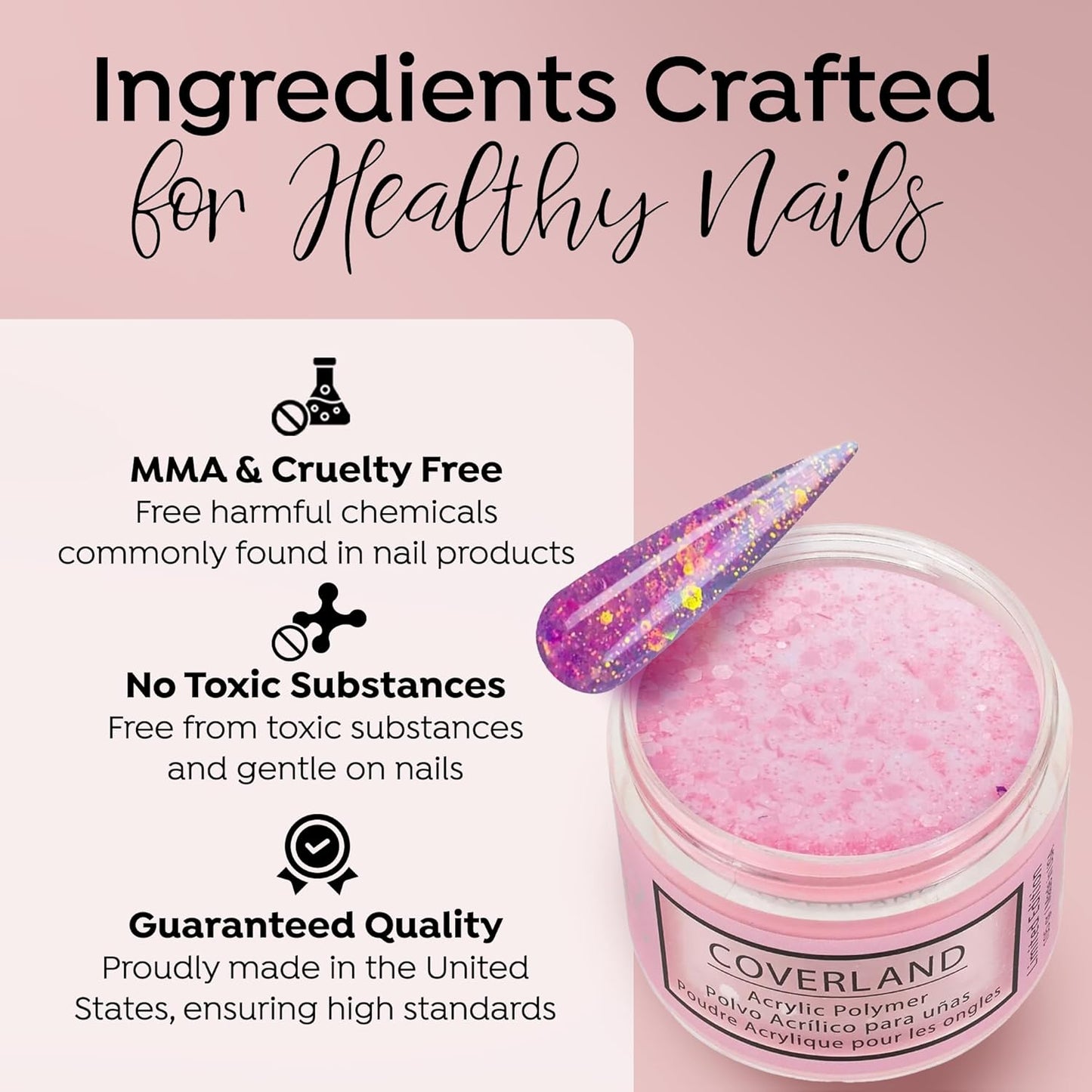 Tones Coverland Acrylic Nail Powder "Chic and Curvy" - Limited Edition Acrylic Powder for Nail Design, Sculpting, and Masking Nail Bed Imperfections - Professional Acrylic Nail Supplies - (1.5 Oz)