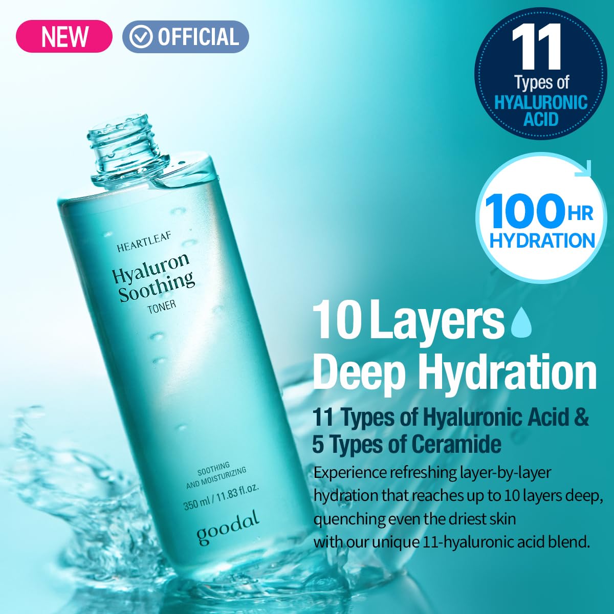 GOODAL Heartleaf Hyaluron Soothing Toner - Trouble Care, Soothing, Moisturizing, Hydrating, Calming