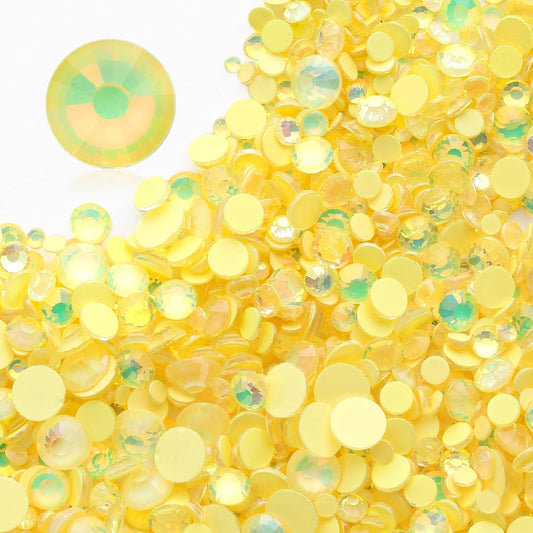 F Yellow Flatback Rhinestones, Glass Rhinestones for Nail Art and Craft, Glue Fix, Loose Crystal