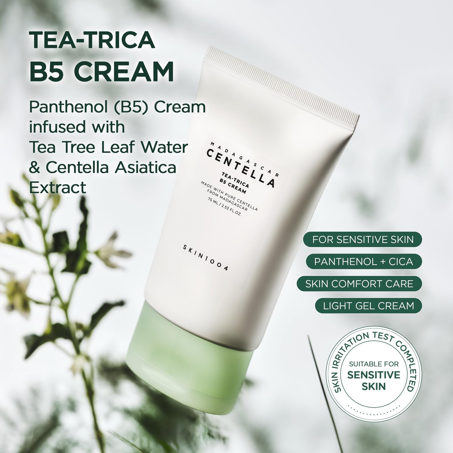 SKIN1004 Tea-Trica B5 Cream, Face Moisturizer with Centella Asiatica & Panthenol B5, Gel