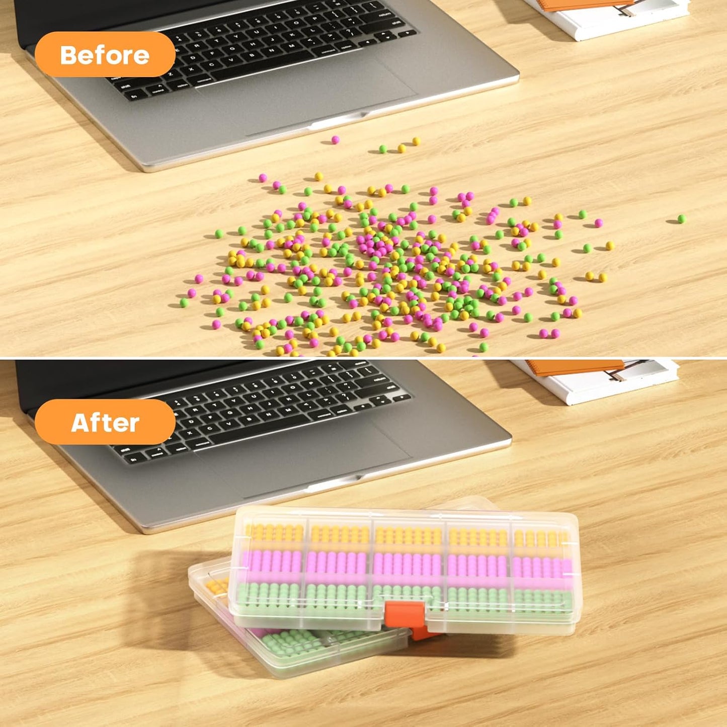 8PACK Extra Thick Bead Organizers, 15 Grid Mini Clear Plastic Storage Box Craft Containers for Nail jewelry rhinestones DIY Supply Case