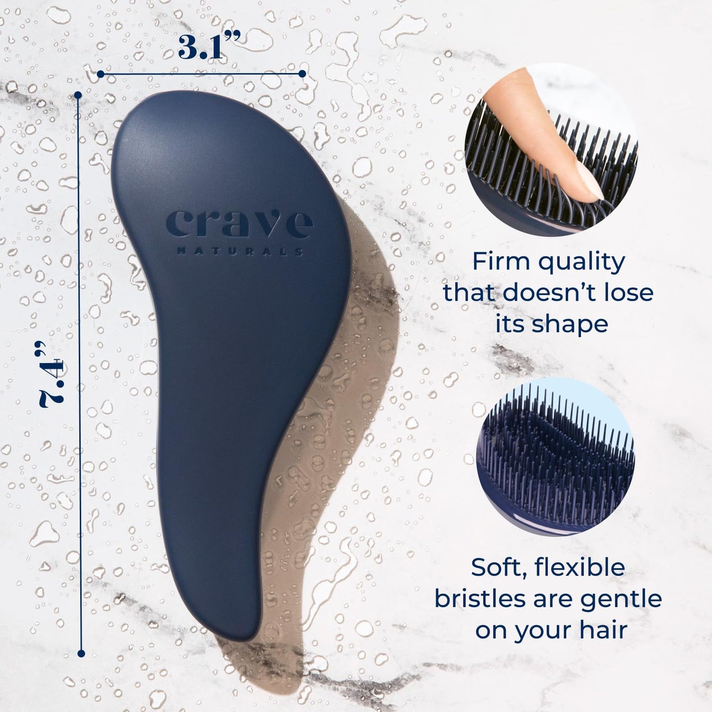 Crave Naturals Glide Thru Hair Brush - Detangler Brush for Curly, Straight, Wet or Dry Hair